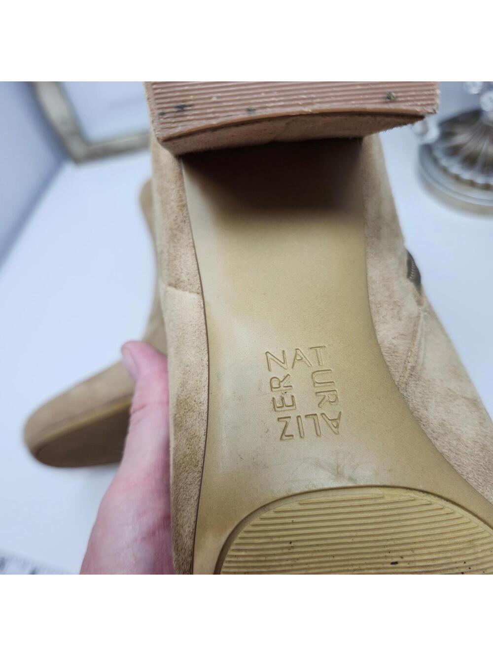 Naturalizer Westino Suede Ankle Boots Size 8.5M Block Heel Rose Gold Zip - Picture 4 of 7